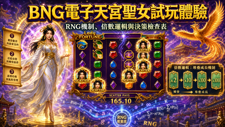 BNG電子天宮聖女試玩體驗：RNG機制、倍數邏輯與決策檢查表